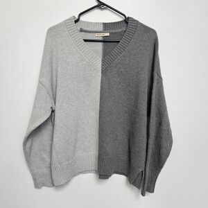 Marine LayerTwo-Tone Gray Women's Sz S Oversized Boxy Merino Wool Blend Sweater
